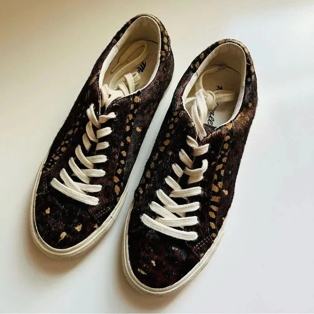 Madewell Sidewalk Low-Top Sneakers in Painted Leopard Colorblock Calf Hair - Picture 2 of 10